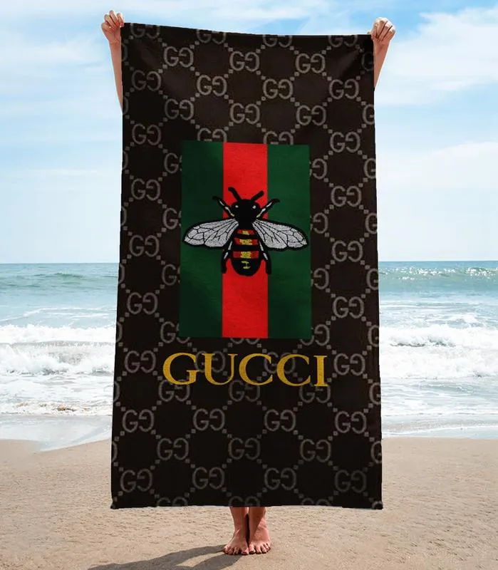 Gucci Bee Premium Beach Towel Luxury Brand For Summer Swimming Shower Sunshine