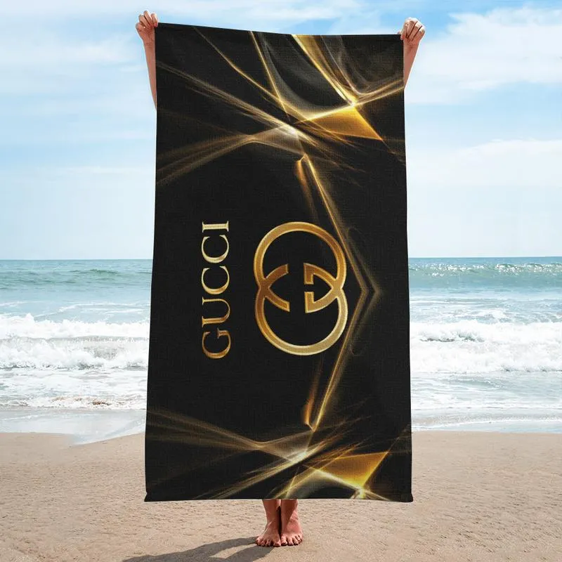 Gucci Black Premium Beach Towel Luxury Brand For Summer Swimming Shower Sunshine