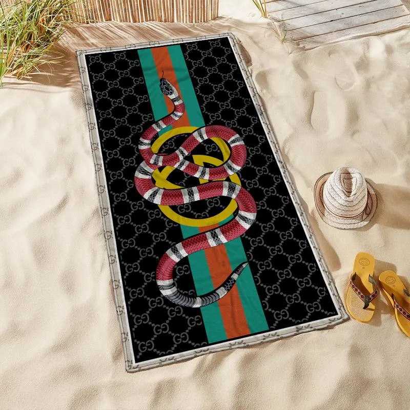 Gucci Black Snake Beach Towel Luxury Brand For Summer Swimming Shower Sunshine