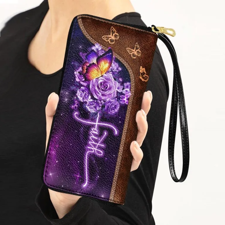 Faith Purple Butterfly Flower Purse Accessories For Women