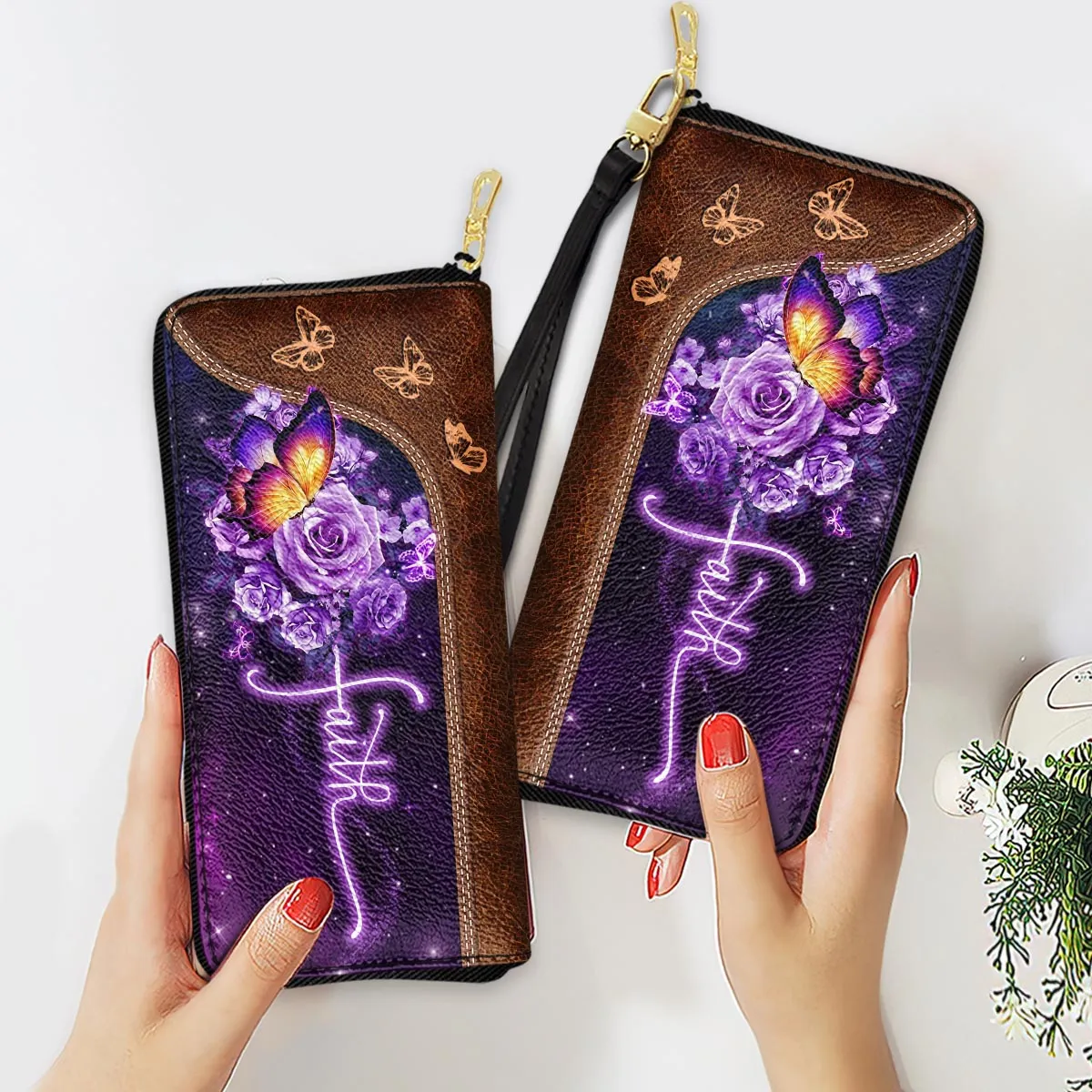 Faith Purple Butterfly Flower Purse Accessories For Women