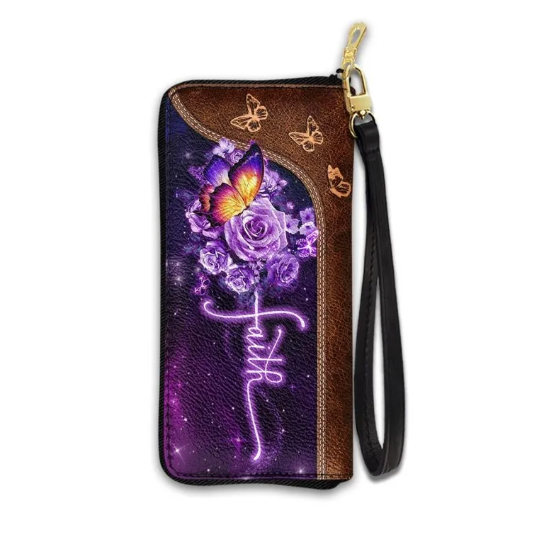 Faith Purple Butterfly Flower Purse Accessories For Women