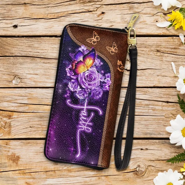 Faith Purple Butterfly Flower Purse Accessories For Women