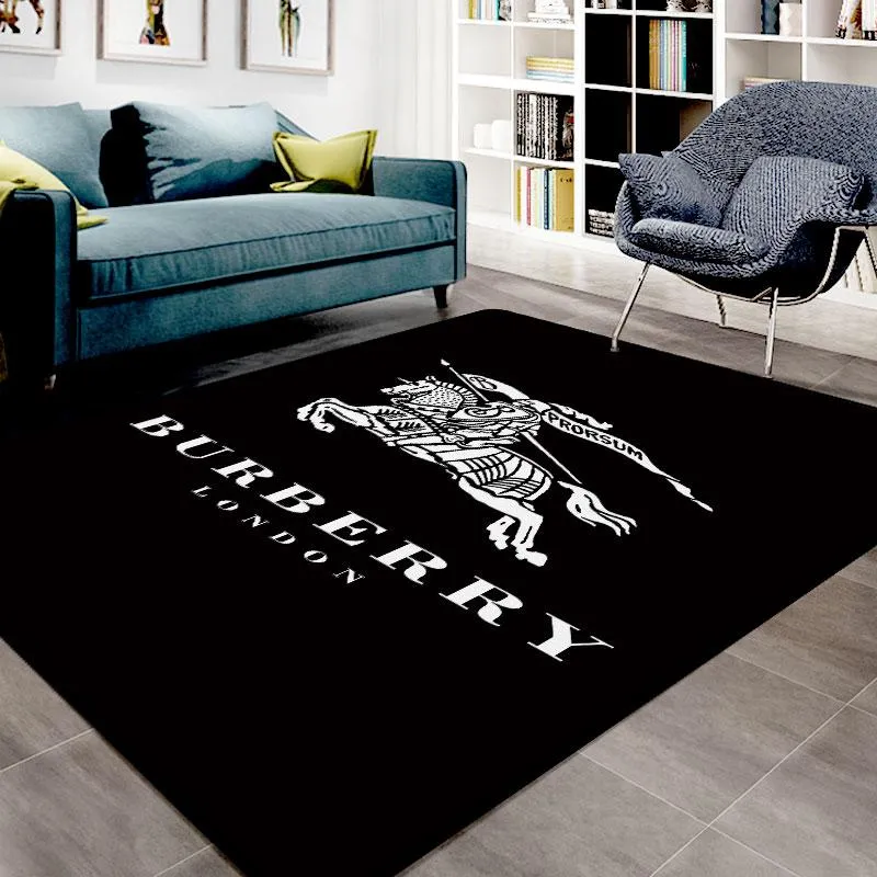 Burberry Black Luxury Area Rug For Living Room Bedroom Carpet Home Decor Mat