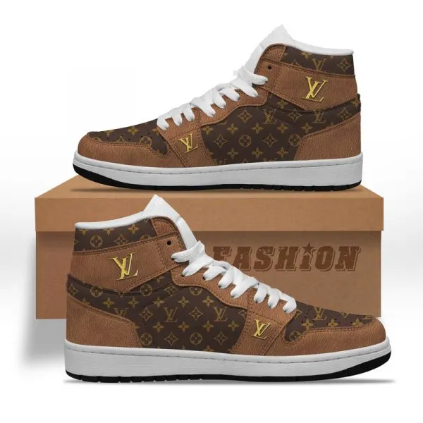 Louis Vuitton LV Brown Monogram High Air Jordan Sneakers Shoes Hot 2022 Gifts Unisex