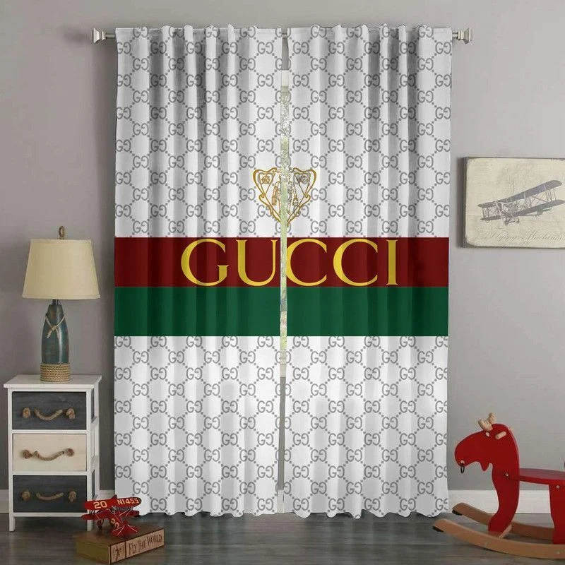 Gucci White Color Fashion Luxury Brand Window Curtain Home Decor