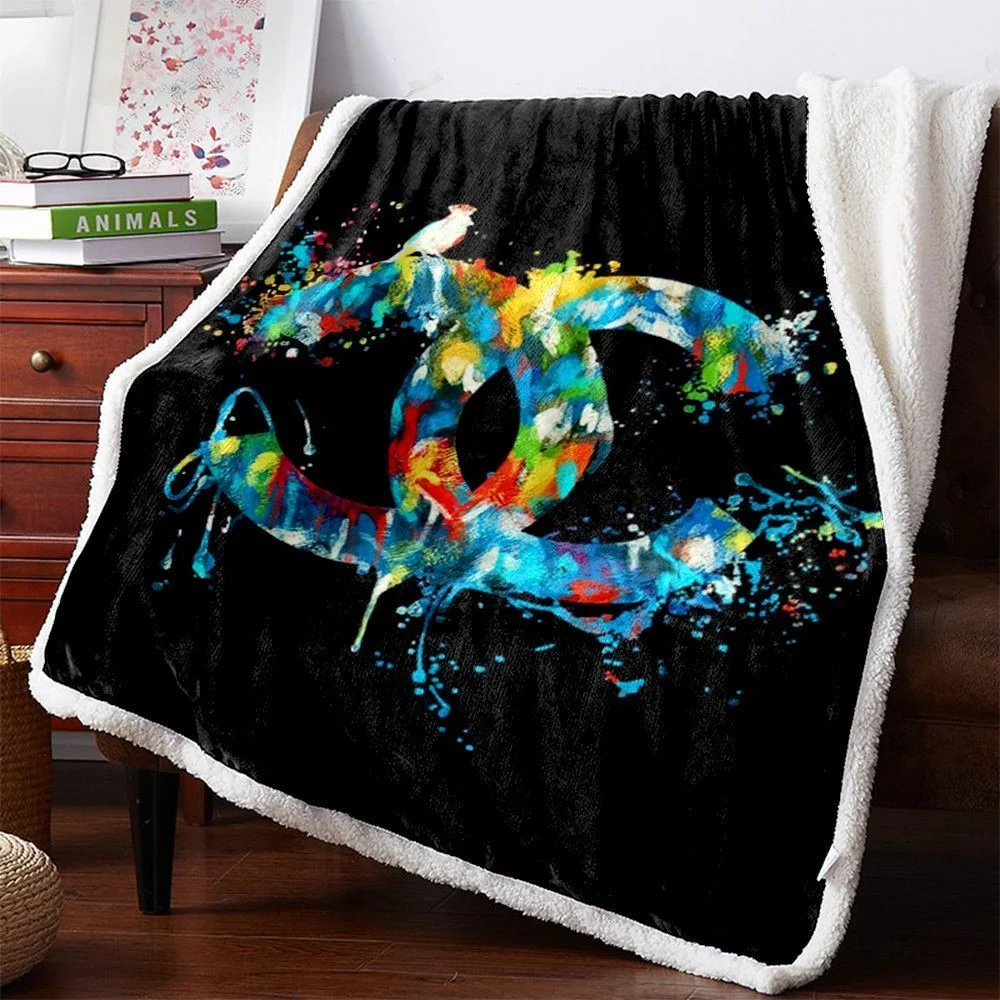Chanel Multicolor Premium Blanket Fleece Home Decor Luxury Brand 