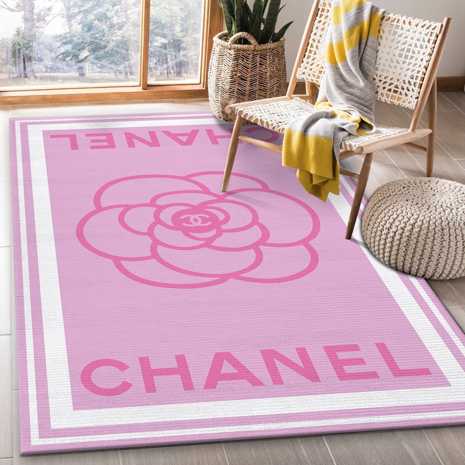 Chanel Pinky Fashion Luxury Brand Rug Carpet Home Decor