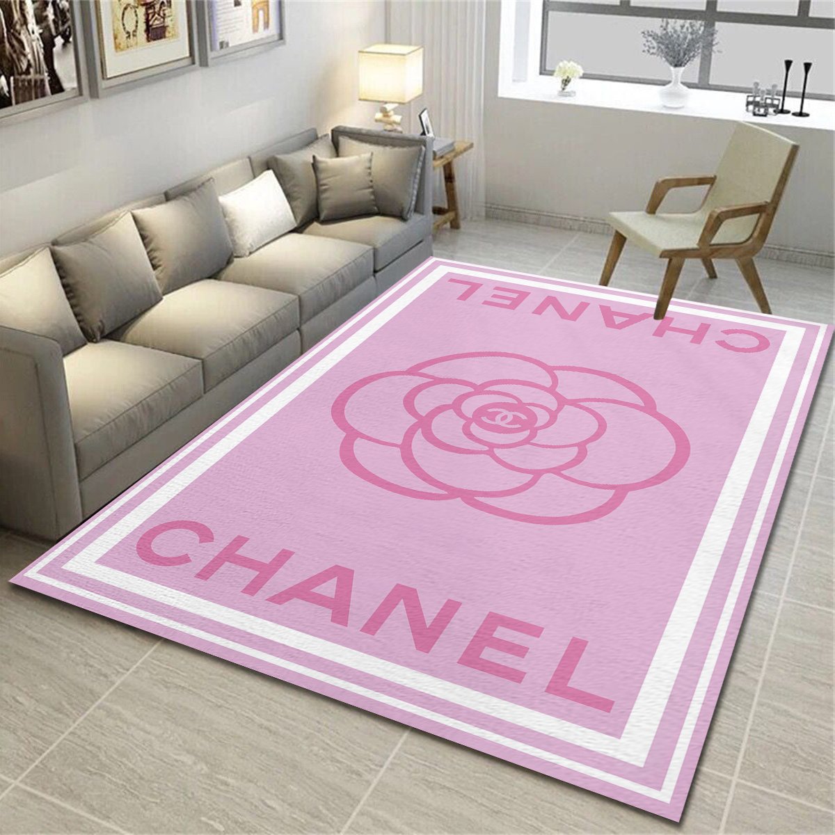 Chanel Pinky Fashion Luxury Brand Rug Carpet Home Decor