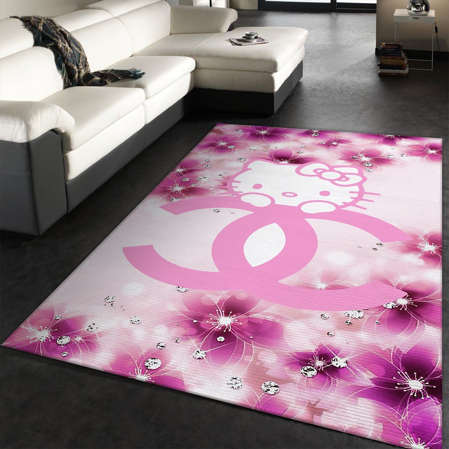 Chanel Hello Kitty Fashion Luxury Brand Rug Carpet Home Decor
