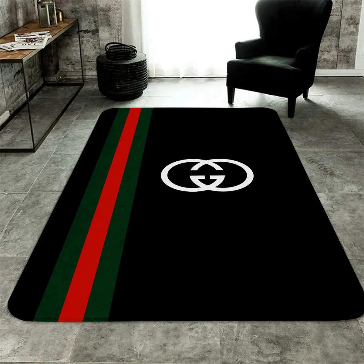 Gucci Black Luxury Fashion Luxury Brand Premium Rug Carpet Home Decor