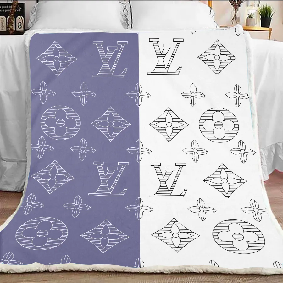 Louis Vuitton Blue White Luxury Brand Premium Blanket Fleece Home Decor