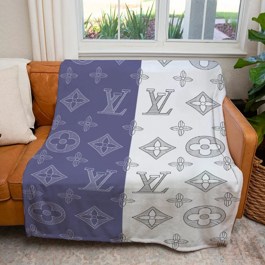 Louis Vuitton Blue White Luxury Brand Premium Blanket Fleece Home Decor