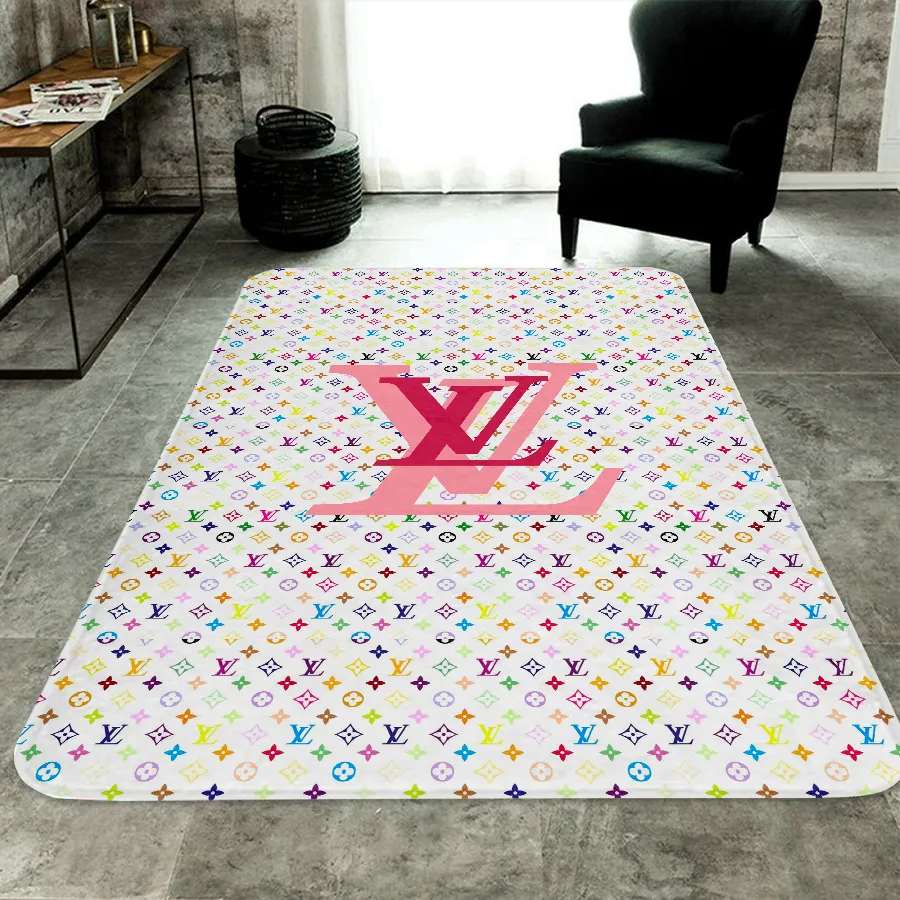 Louis Vuitton Colorful Luxury Fashion Luxury Brand Premium Rug Carpet Home Decor
