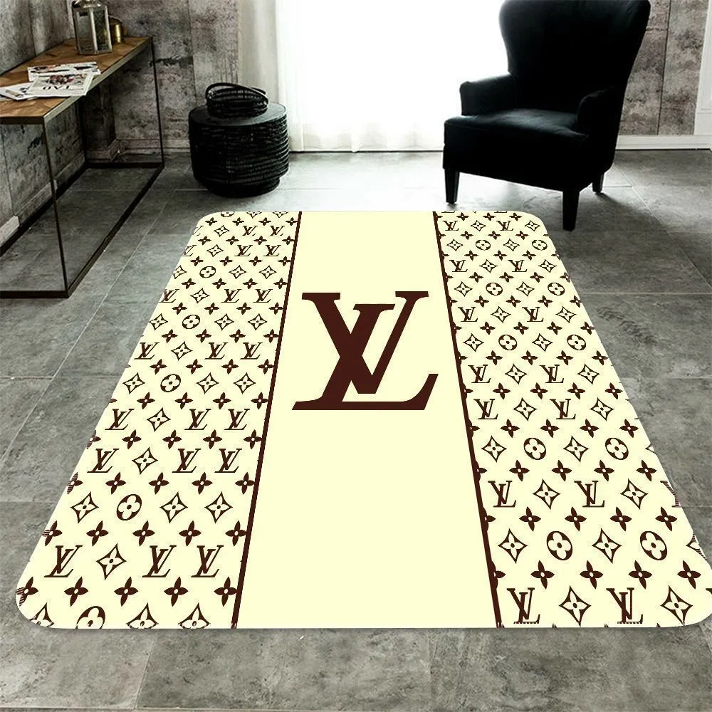 Louis Vuitton Cream Luxury Fashion Luxury Brand Premium Rug Carpet Home Decor