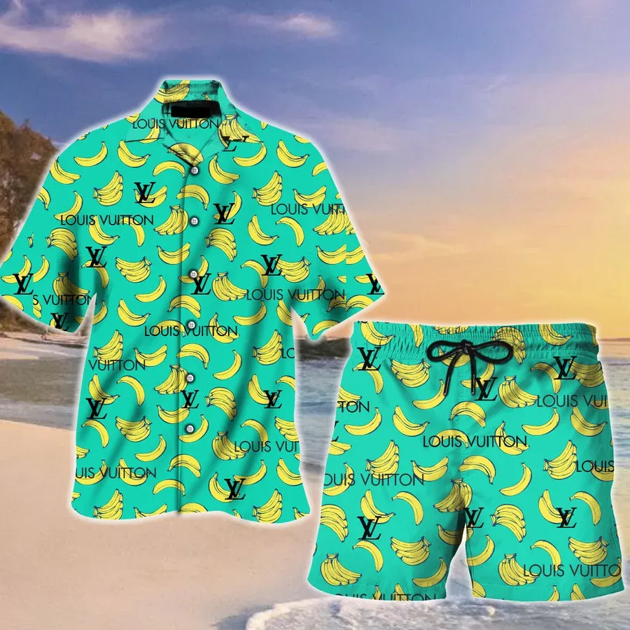 Louis Vuitton Banana Hawaii Set Luxury Brand Fashion For Men