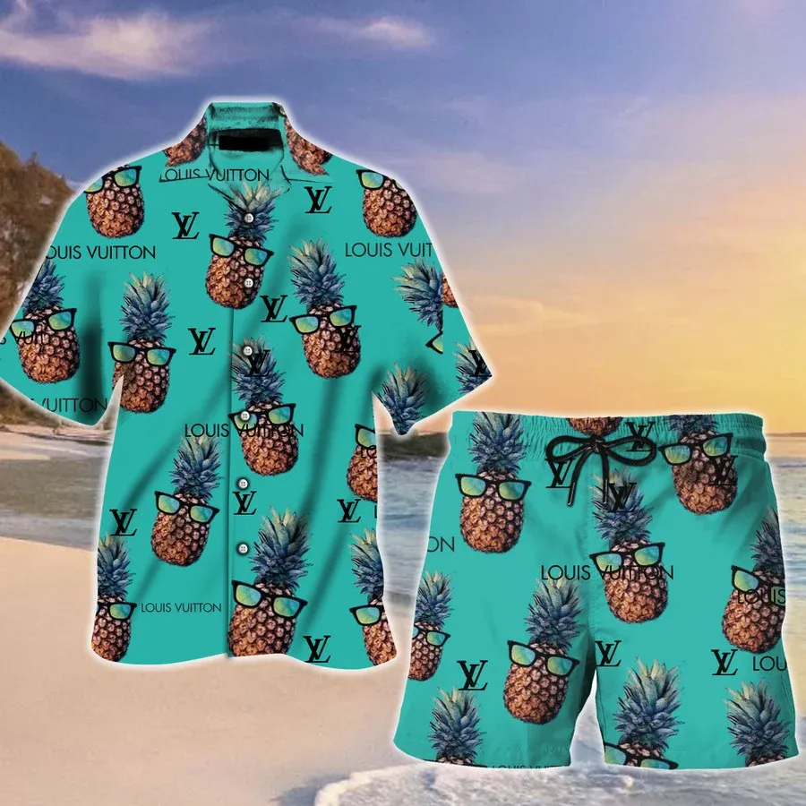 Louis Vuitton Pineapple Hawaii Set Luxury Brand Fashion For Men
