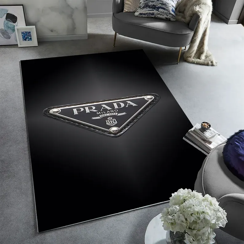 Prada Milano Black Rug Carpet Home Decor Luxury Brand Special Gift