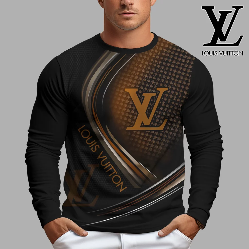Louis Vuitton Logo Luxury Brand Unisex Premium Long Sleeves Shirt Special Outfit For Men Women