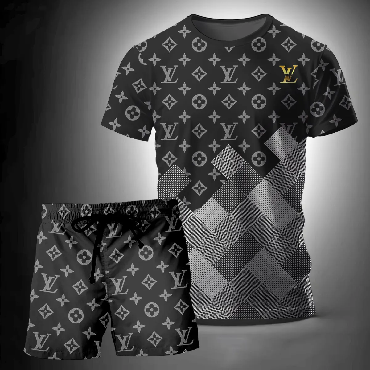Louis Vuitton Stripe T-Shirt Short Set Luxury Brand Premium Clothing Outfit For Men Women