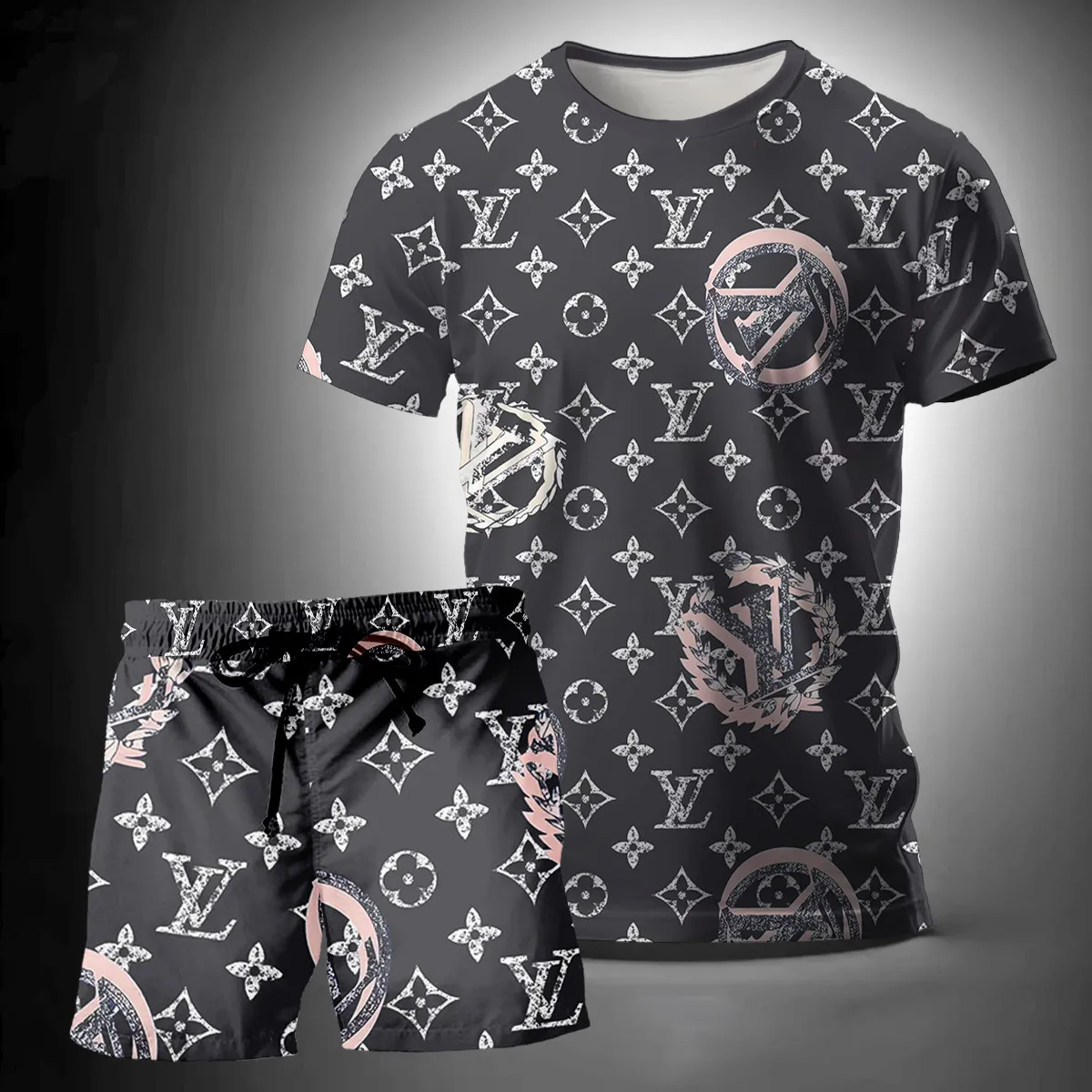 Louis Vuitton Logo T-Shirt Short Set Luxury Brand Premium Clothing Outfit For Men Women