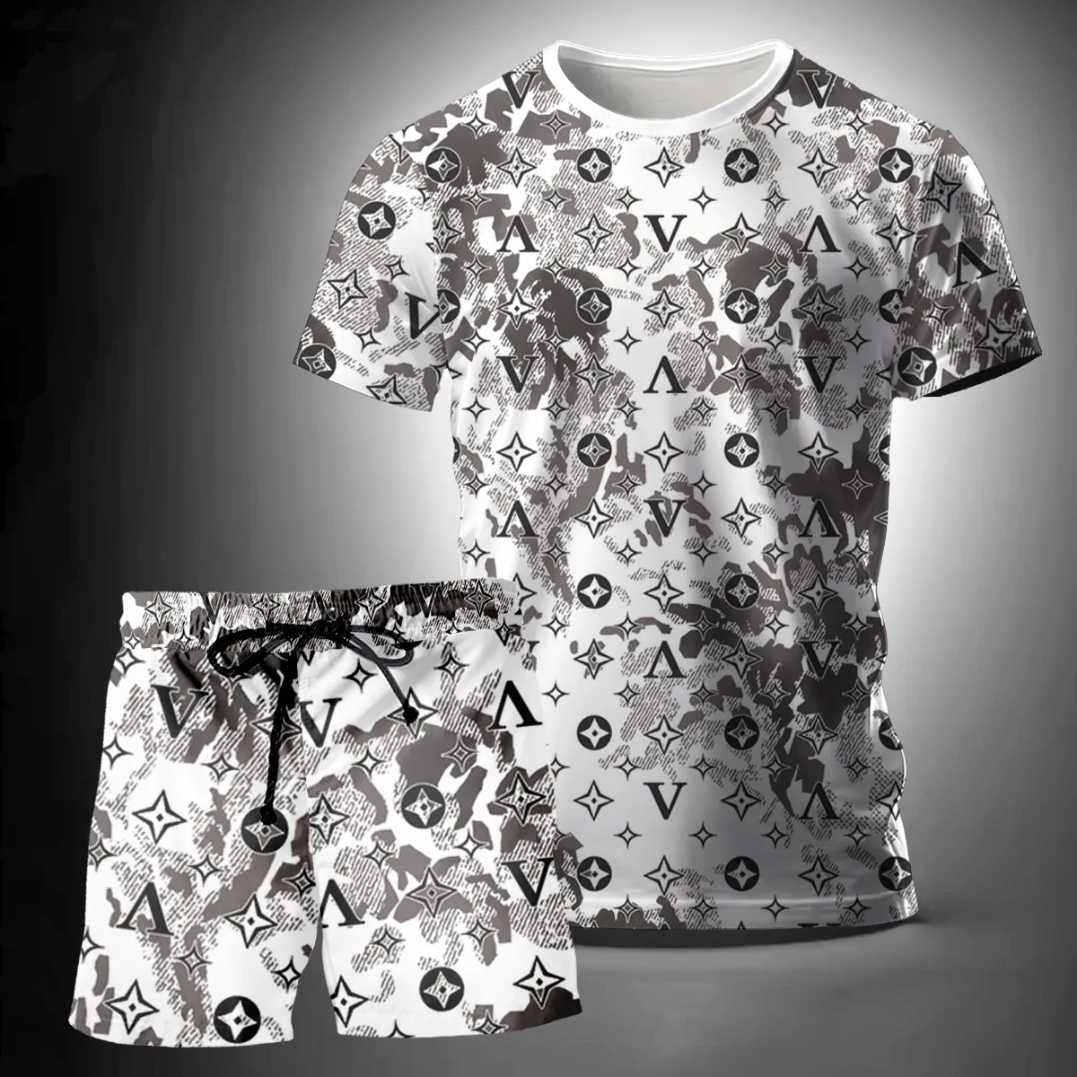 Louis Vuitton T-Shirt Short Set Luxury Brand Premium Clothing Outfit For Men Women