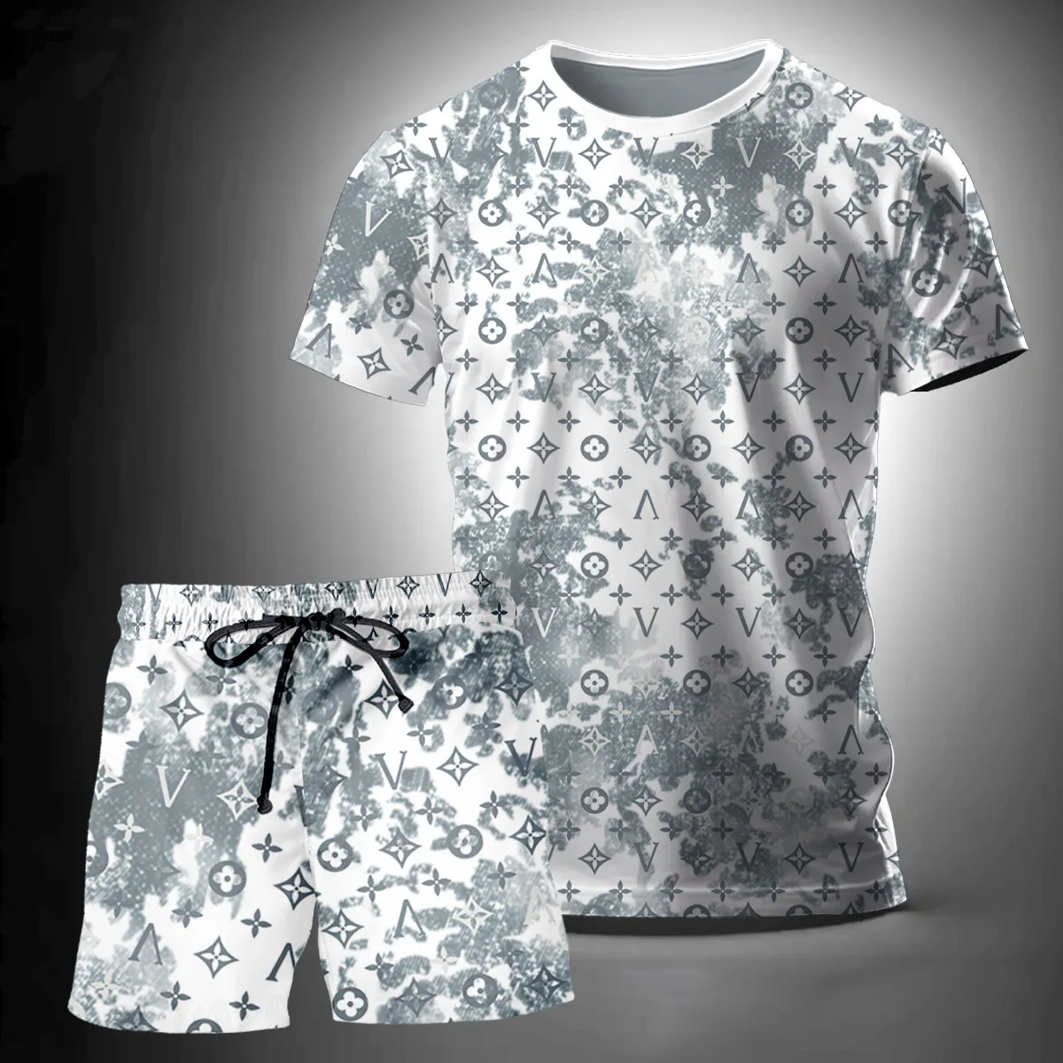 Louis Vuitton Premium T-Shirt Short Set Luxury Brand Clothing Outfit For Men Women