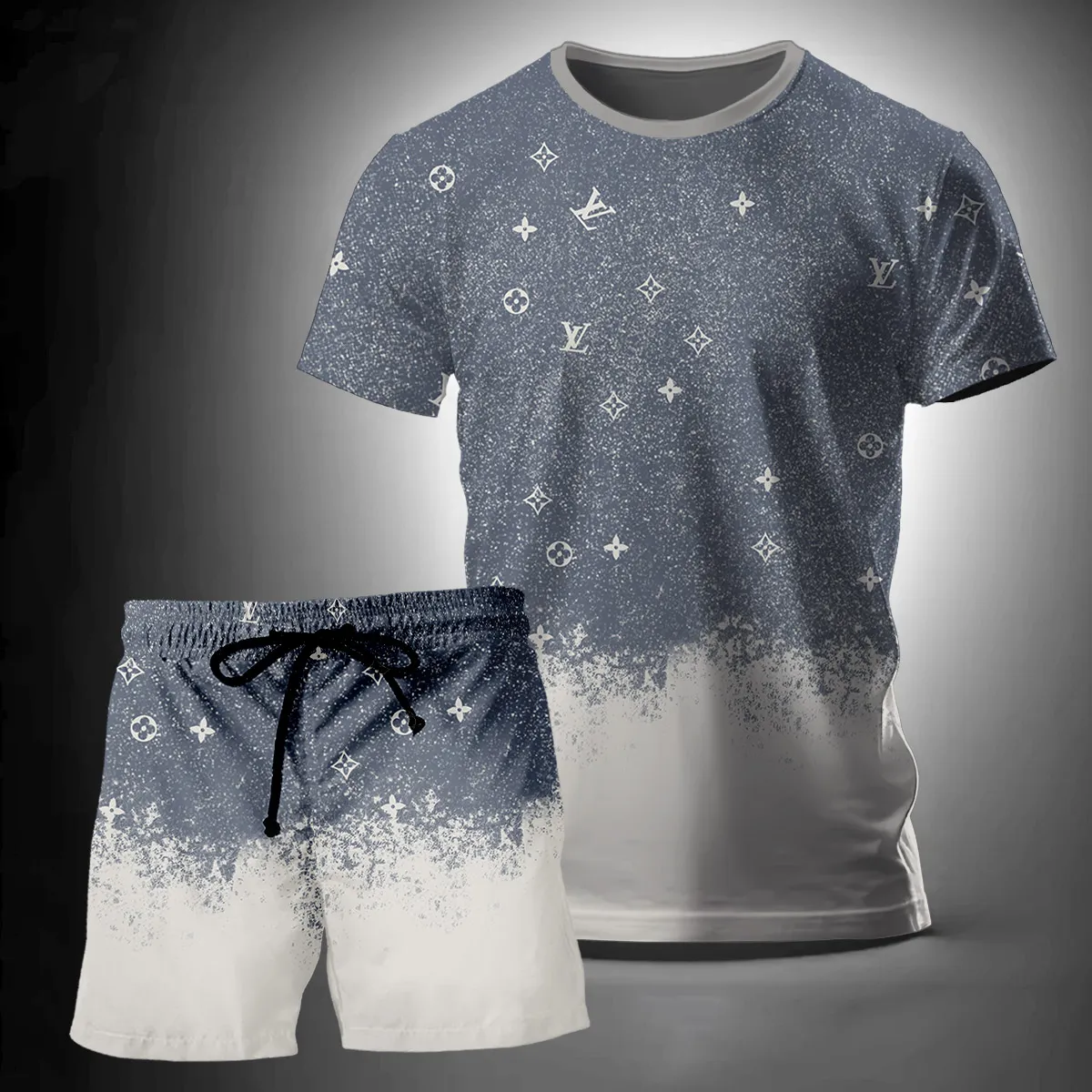 Louis Vuitton Logo Premium Luxury Brand T-Shirt Short Set Clothing Outfit For Men Women