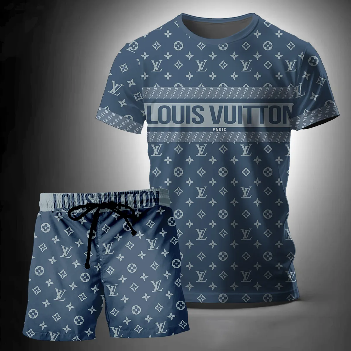 Louis Vuitton Paris Premium Luxury Brand T-Shirt Short Set Clothing Outfit For Men Women