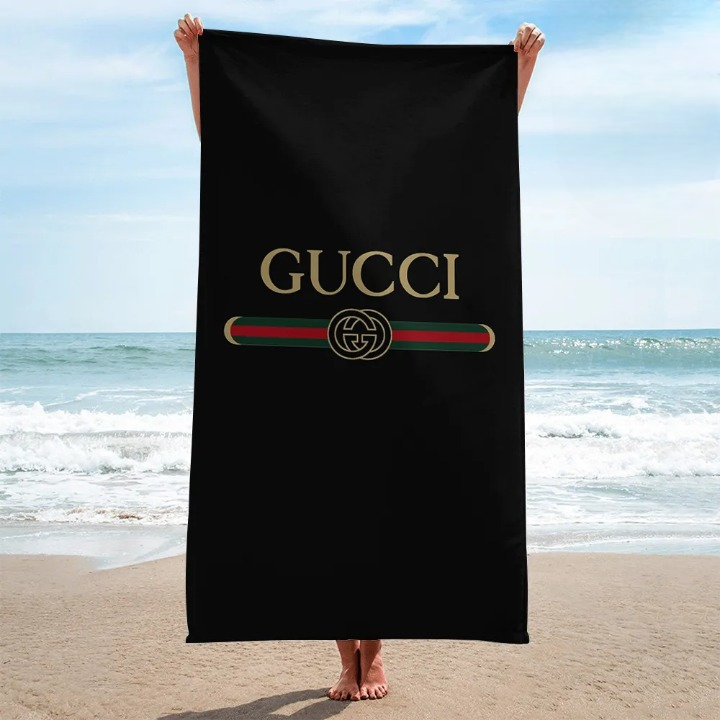 Gucci Black Luxury Brand Premium Beach Towel Summer Holiday Collection Fashion Style