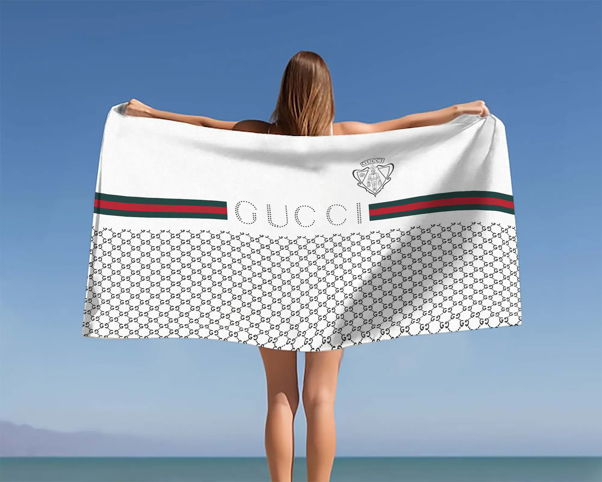 Gucci Stripe White Luxury Brand Premium Beach Towel Summer Holiday Collection Fashion Style