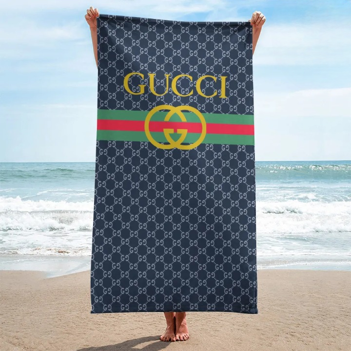 Gucci Stripe Blue Luxury Brand Premium Beach Towel Summer Holiday Collection Fashion Style