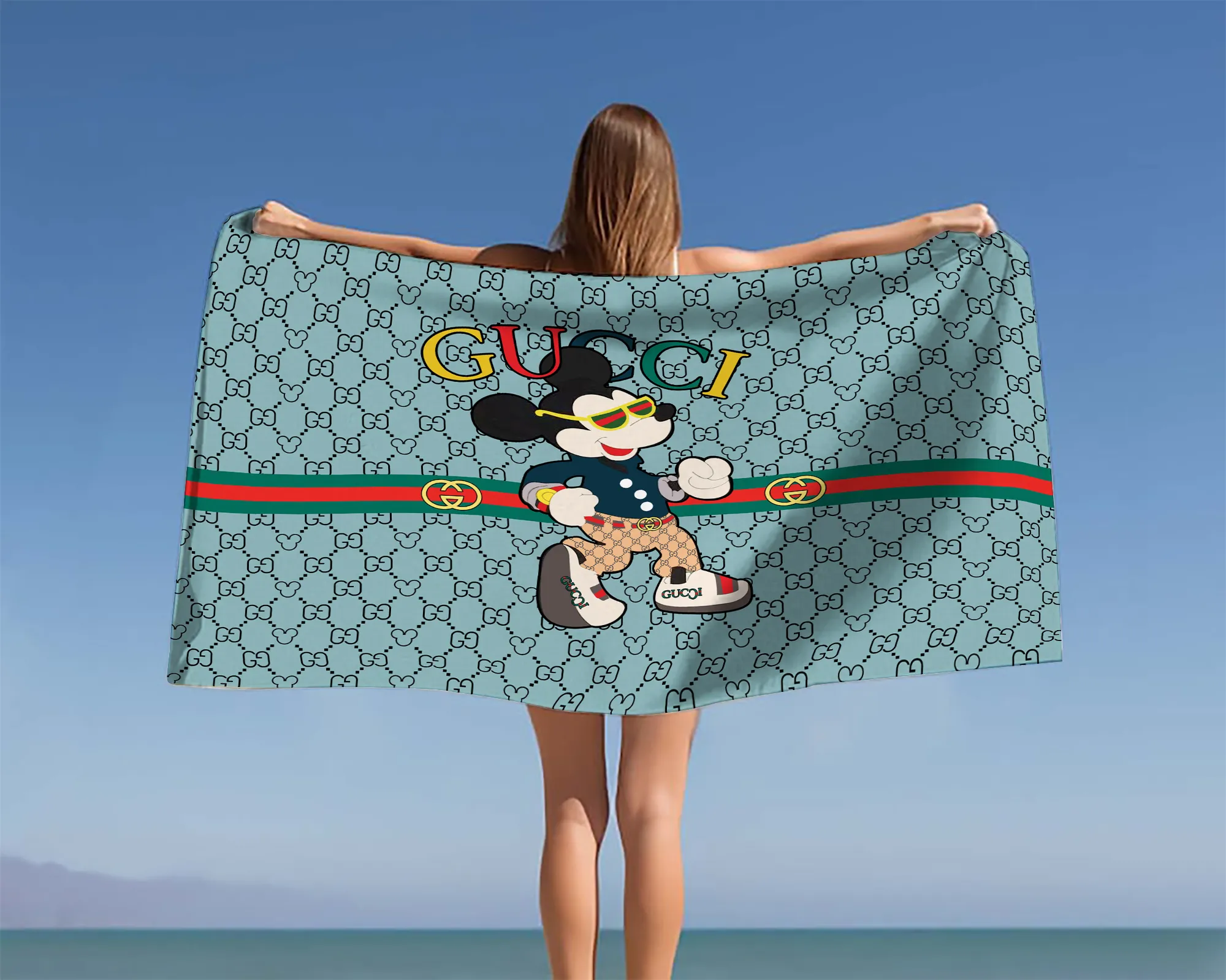 Gucci Mickey Mouse Luxury Brand Premium Beach Towel Summer Holiday Collection Fashion Style