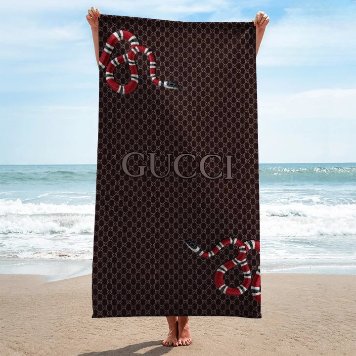 Gucci GC Snake Pattern Luxury Brand Premium Beach Towel Summer Holiday Collection Fashion Style