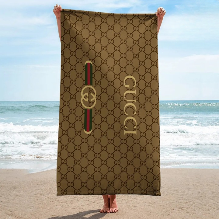Gucci Brown Luxury Brand Premium Beach Towel Summer Holiday Collection Fashion Style
