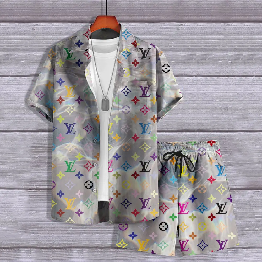 Louis Vuitton Logo Luxury Brand Hawaii Set Premium Outfit Special Style Fashion For Men