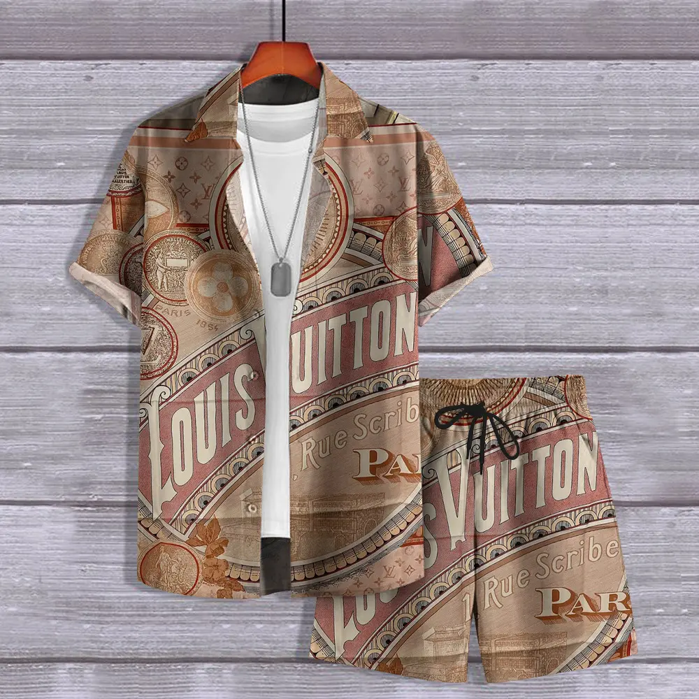 Louis Vuitton Logo Paris Luxury Brand Hawaii Set Premium Outfit Special Style Fashion For Men