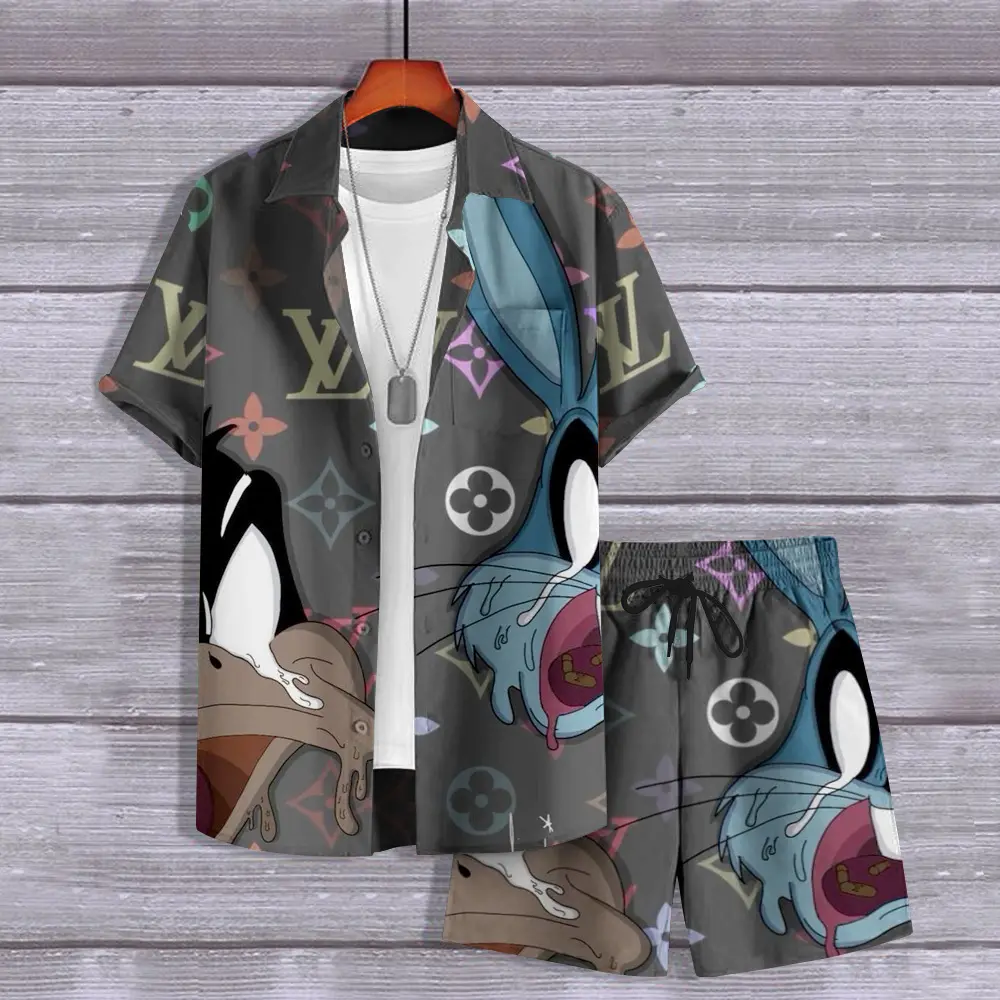 Louis Vuitton Luxury Brand Hawaii Set Premium Outfit For Summer Holiday Special Style Fashion For Men