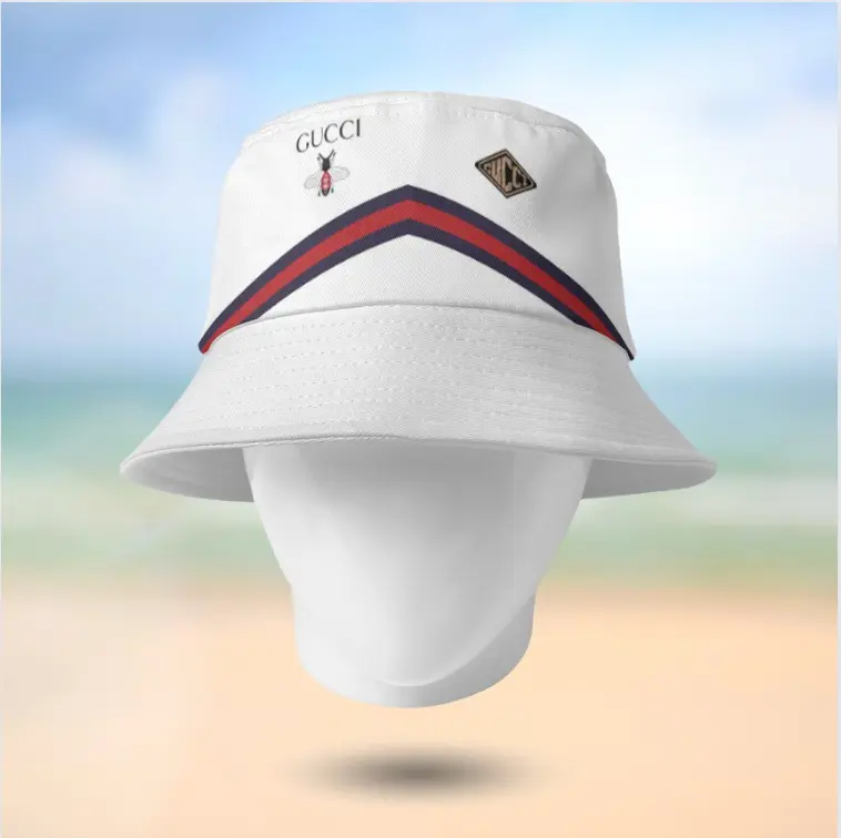 Gucci Bee White Bucket Hat Luxury Brand Premium Accessories For Men Women