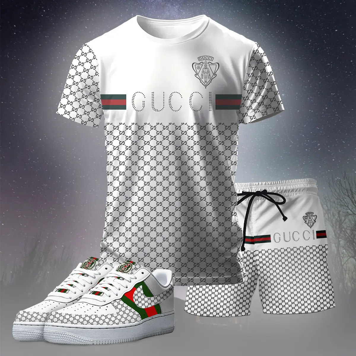 Gucci GC White Luxury Brand Premium Unisex T-Shirt Short Sneaker Set Special Collection Fashion Style For Men Women