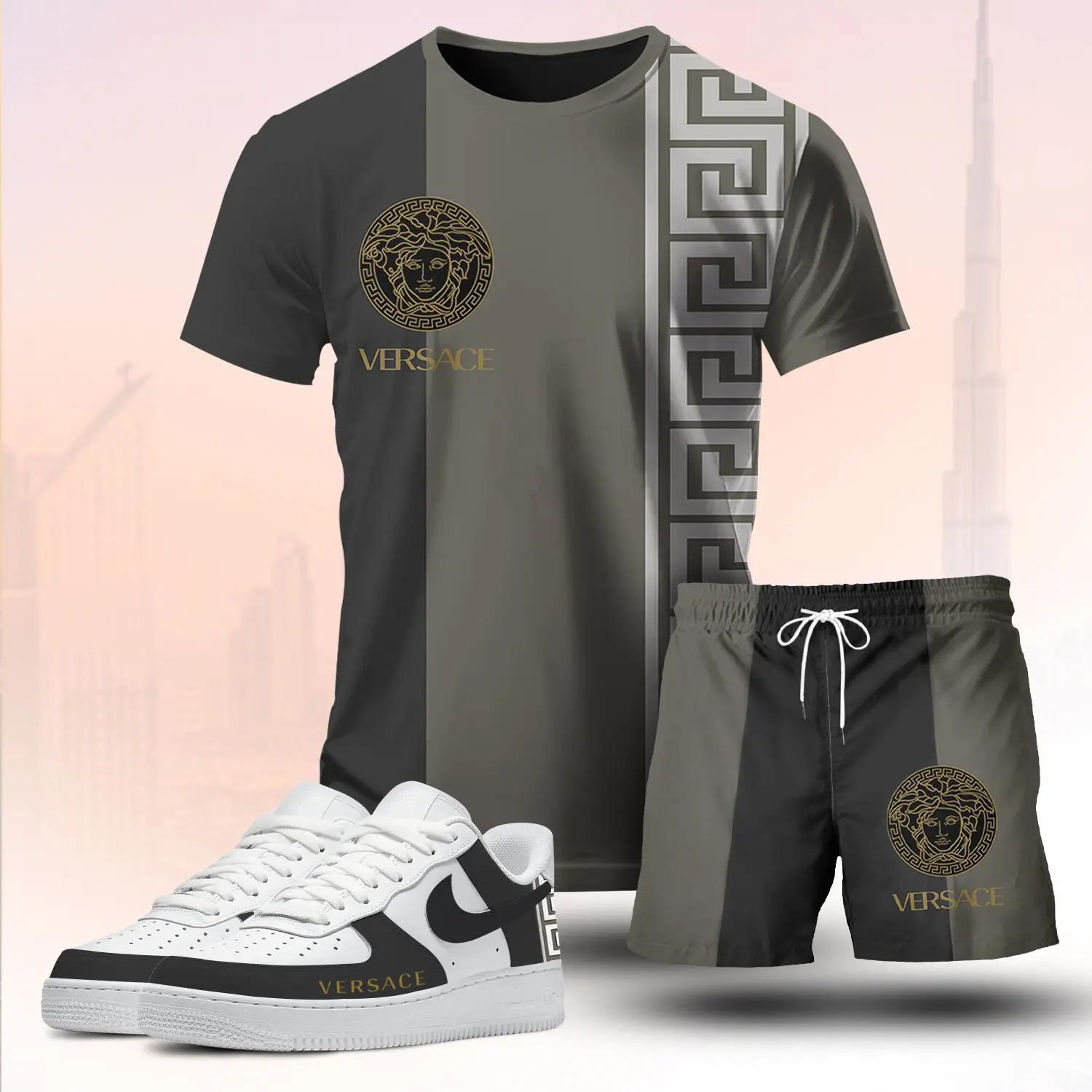Versace Luxury Brand Premium Unisex T-Shirt Short Sneaker Set Special Collection Fashion Style For Men Women