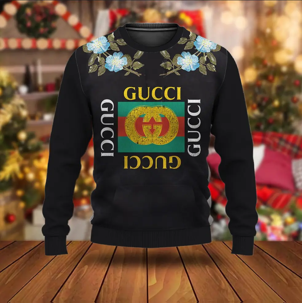 Gucci Flowers Black Luxury Brand Unisex Premium Sweatshirt Sweater Special Gift Outfit For Men Women