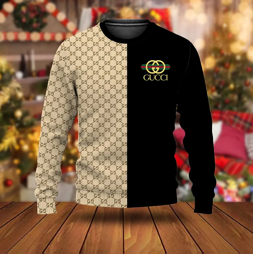 Gucci Beige Black Luxury Brand Unisex Premium Sweatshirt Sweater Special Gift Outfit For Men Women