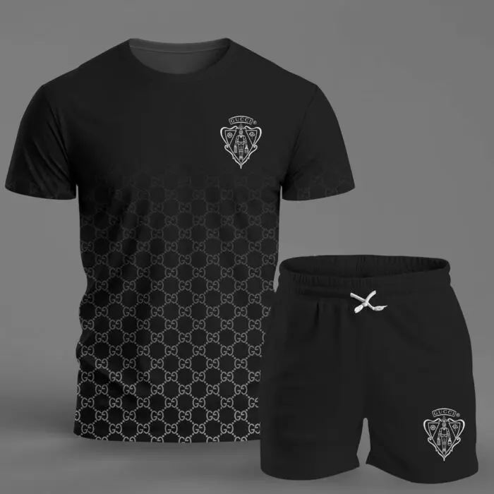 Gucci GC Black Luxury Brand T-Shirt Short Set Premium Fashion Clothing Outfit For Men Women