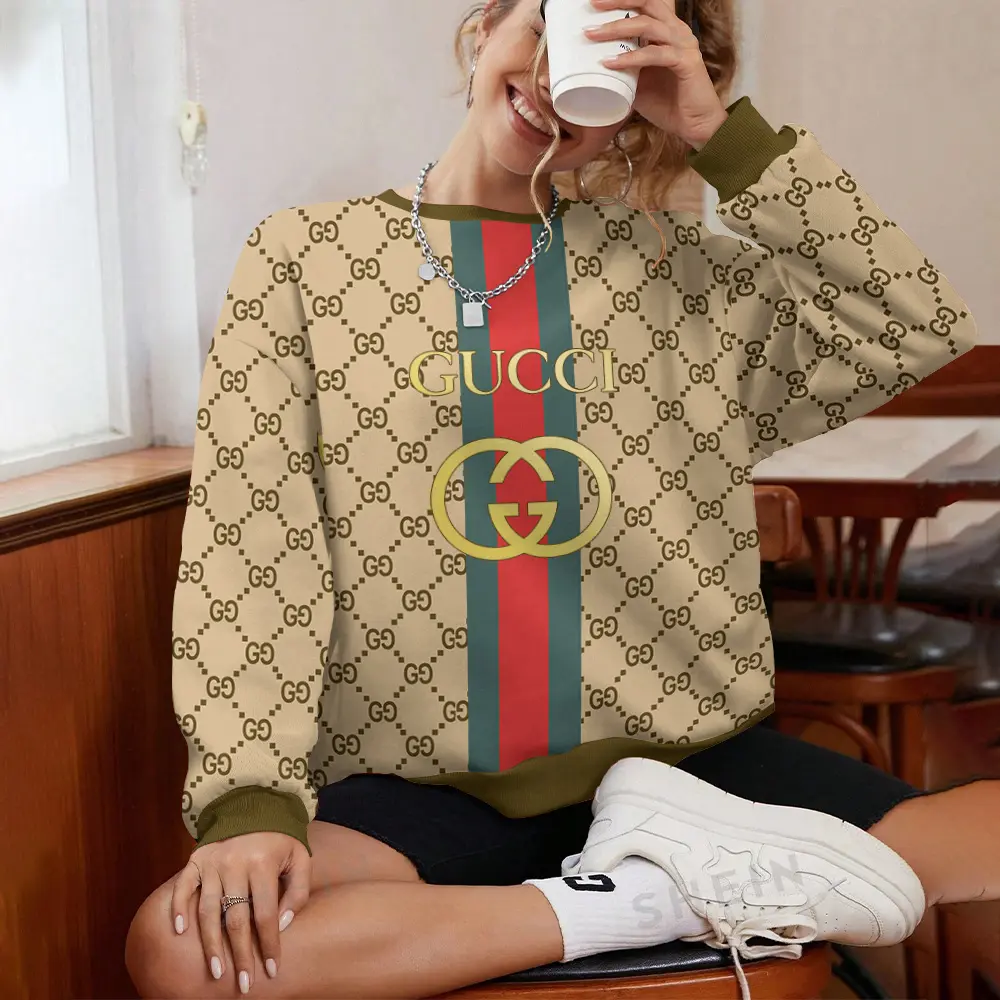 Gucci GC Brown Luxury Brand Unisex Premium Sweatshirt Sweater Special Gift Outfit For Men Women