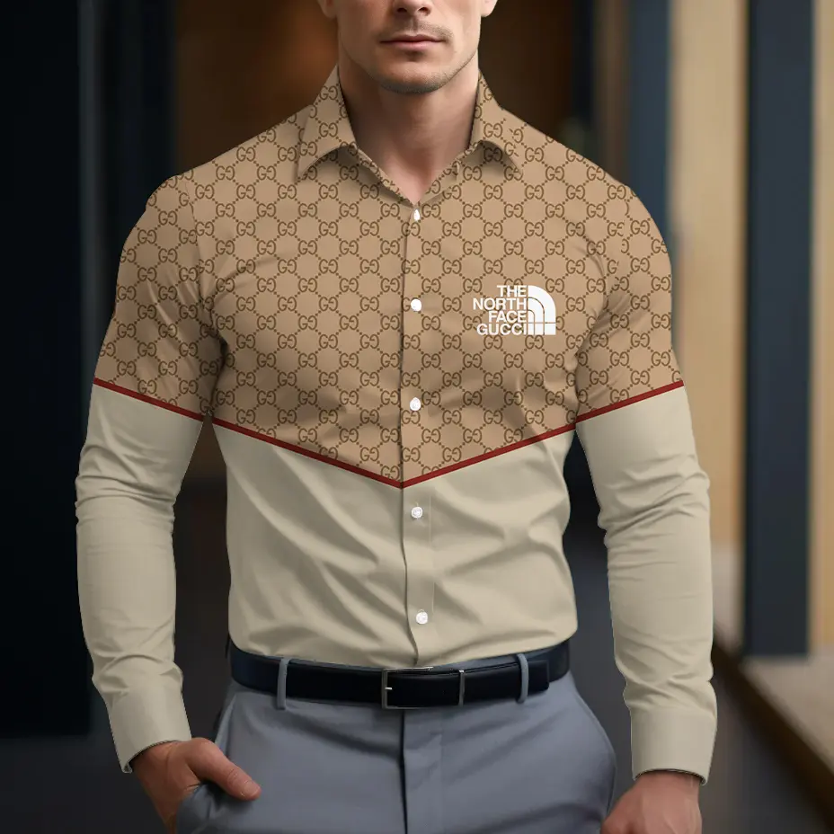 Gucci The North Face Luxury Brand Premium Long Sleeve Button Shirt Collection Fashion Style For Men