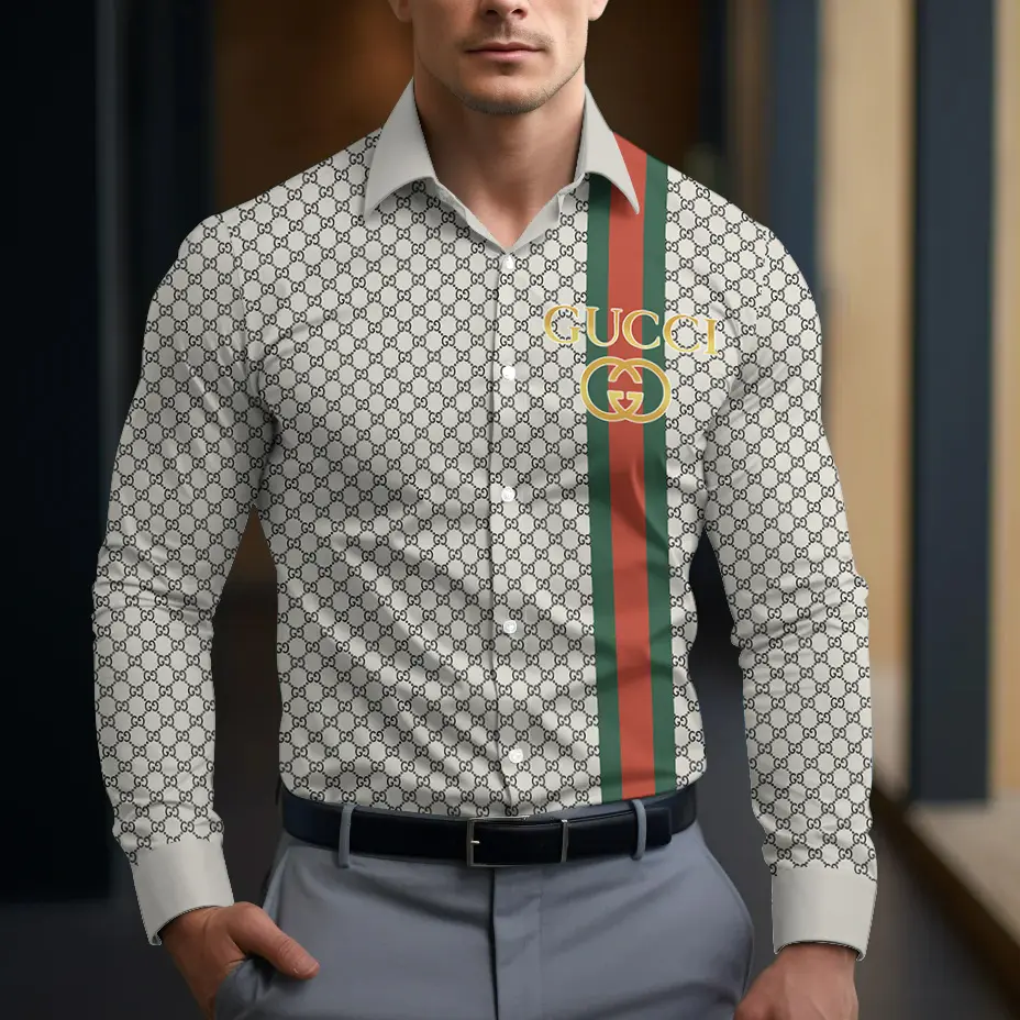 Gucci GC Luxury Brand Premium Long Sleeve Button Shirt Collection Fashion Style For Men