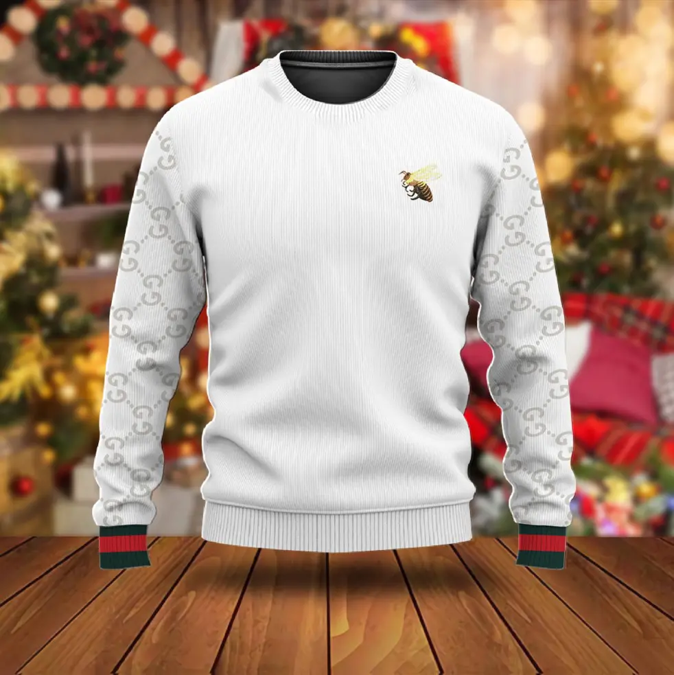 Gucci GC Bee White Luxury Brand Unisex Premium Sweatshirt Sweater Special Gift Outfit For Men Women