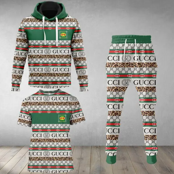 Gucci GC Green Unisex T-Shirt Hoodie Long Pants Set Luxury Brand Clothing Special Gift Outfit For Men Women