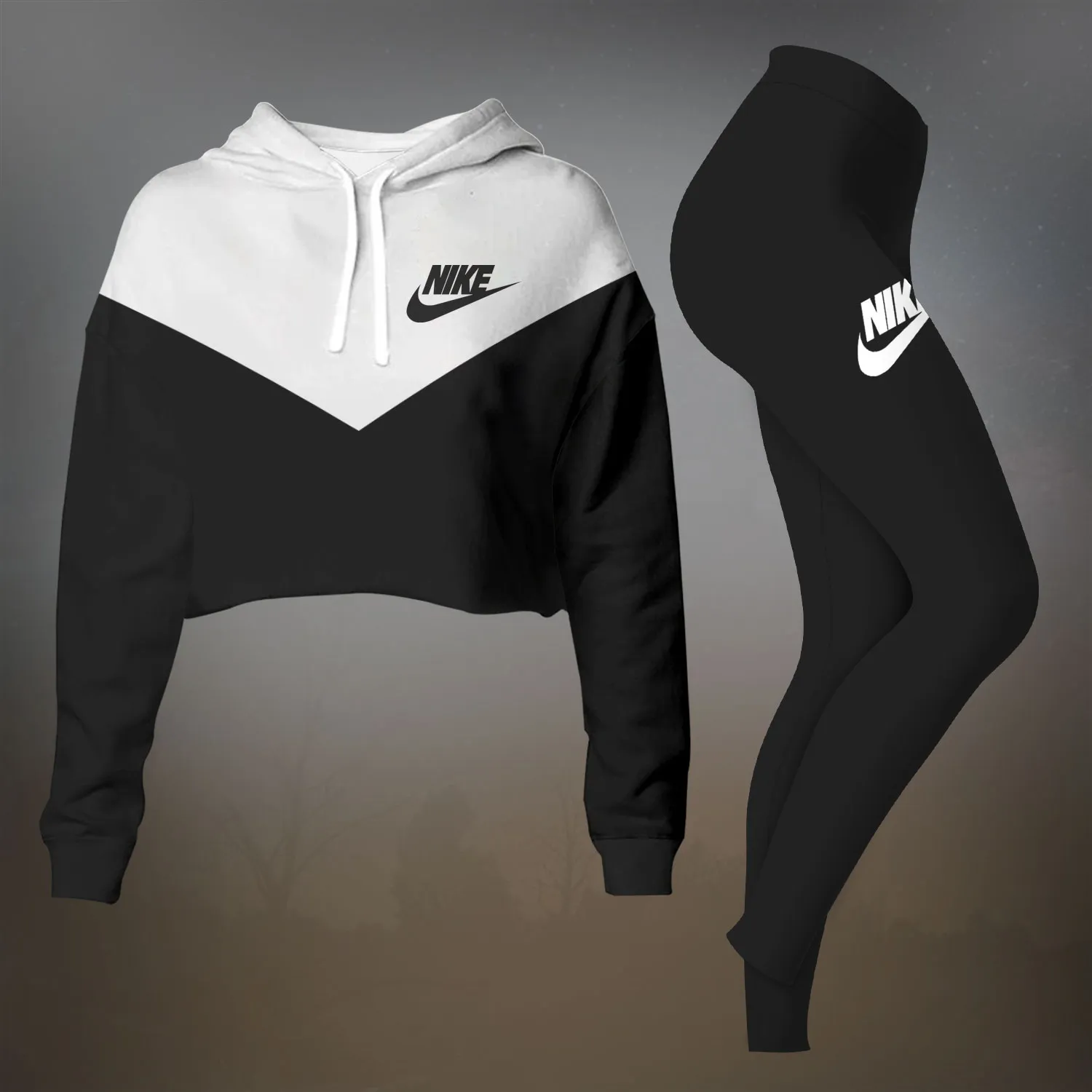Nike Luxury Brand Premium Clothes Leggings and Crop Top Set Special Outfit For Women